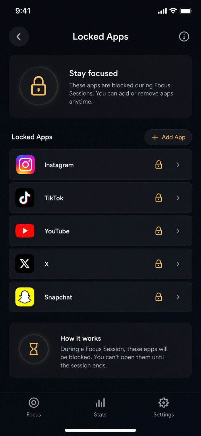 Fonkus app — focus session